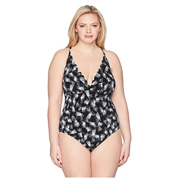 La Blanca Cross Back One Piece Swimsuit Black Plus Size 18